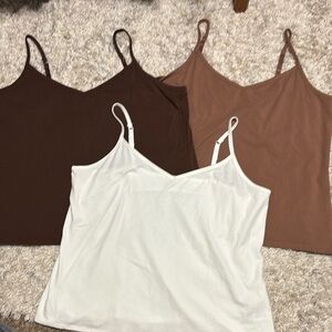 BUNDLE OF 3- Camisole Tops- White, Brown, Tan. NWOT plus sized 4X